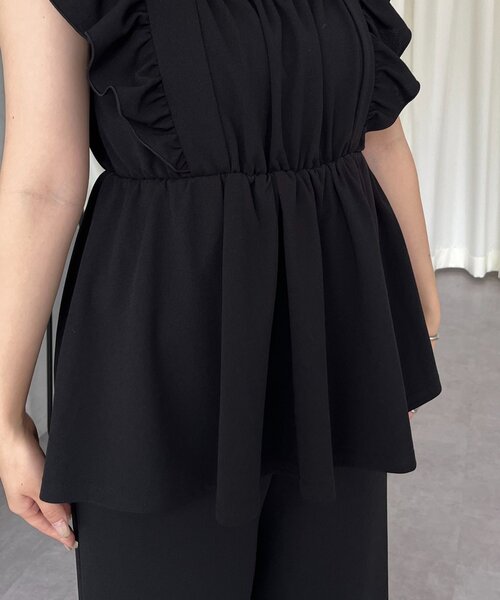 prose verse(プロズヴェール)の「フロントギャザーストレッチフリルペプラムオールインワン(つなぎ/オールインワン・レディース・ブラック・LARGE/MEDIUM/PL/PM)」の19枚目の写真