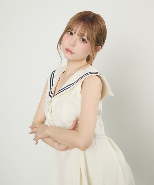 (美品)ダーリッチ 首周り取り外し可能♡ノースリーブワンピース セーラーノースリーブワンピース(ワンピース)|TITTY&CO