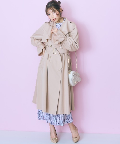 marun(マルン)の「<大きいサイズ>フラワープリントプリーツデザイン長袖ワンピース marun(ワンピース・レディース・ブルー系/グレー系/パープル系・5L/4L/3L/LL/L)」の17枚目の写真