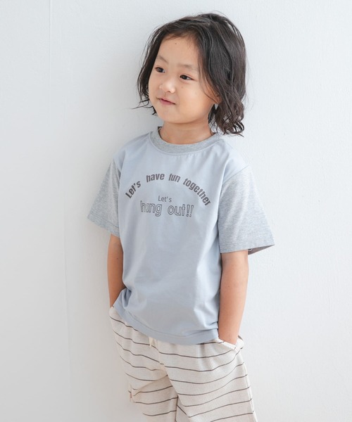 URBAN RESEARCH DOORS（アーバンリサーチドアーズ）の「『WEB/一部店舗限定サイズ』配色ロゴTシャツ(KIDS)（Tシャツ/カットソー・キッズ・アイボリー/ブルー・105/120/135/150）」の5枚目の写真