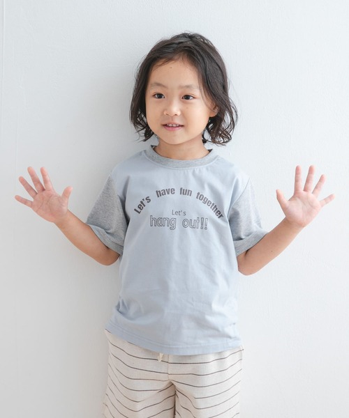 URBAN RESEARCH DOORS（アーバンリサーチドアーズ）の「『WEB/一部店舗限定サイズ』配色ロゴTシャツ(KIDS)（Tシャツ/カットソー・キッズ・アイボリー/ブルー・105/120/135/150）」の7枚目の写真