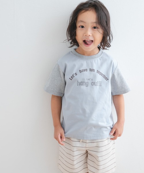 URBAN RESEARCH DOORS（アーバンリサーチドアーズ）の「『WEB/一部店舗限定サイズ』配色ロゴTシャツ(KIDS)（Tシャツ/カットソー・キッズ・アイボリー/ブルー・105/120/135/150）」の9枚目の写真