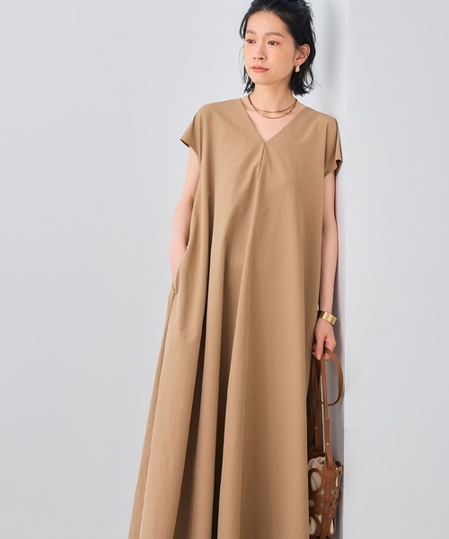 CROSS FUNCTION（クロスファンクション）の「《UV/吸水速乾》エブ楽 Vネックフレンチスリーブワンピース【CROSS FUNCTION/クロスファンクション】（ワンピース・レディース・ブラック/ベージュ・L/M）」の12枚目の写真