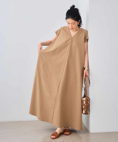 CROSS FUNCTION（クロスファンクション）の「《UV/吸水速乾》エブ楽 Vネックフレンチスリーブワンピース【CROSS FUNCTION/クロスファンクション】（ワンピース・レディース・ブラック/ベージュ・L/M）」の11枚目の写真