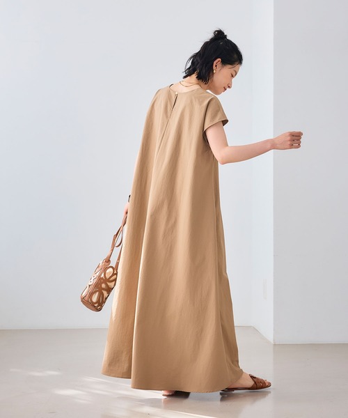 CROSS FUNCTION（クロスファンクション）の「《UV/吸水速乾》エブ楽 Vネックフレンチスリーブワンピース【CROSS FUNCTION/クロスファンクション】（ワンピース・レディース・ブラック/ベージュ・L/M）」の9枚目の写真