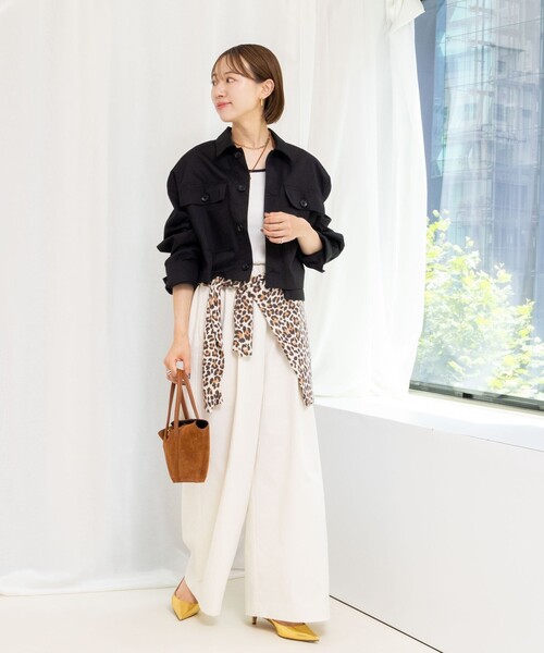 Rie Miller（リエミラー）の「ウォッシャブルワークジャケット（ブルゾン・レディース・ブラック/キャメル・38）」の4枚目の写真