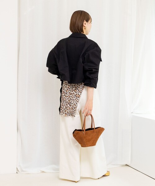 Rie Miller（リエミラー）の「ウォッシャブルワークジャケット（ブルゾン・レディース・ブラック/キャメル・38）」の5枚目の写真