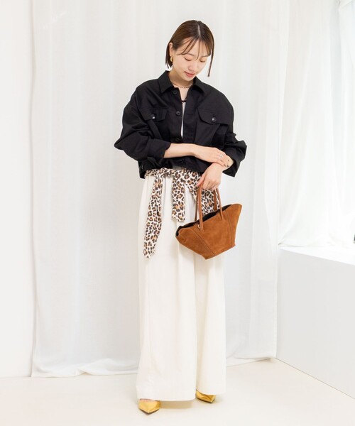 Rie Miller（リエミラー）の「ウォッシャブルワークジャケット（ブルゾン・レディース・ブラック/キャメル・38）」の6枚目の写真