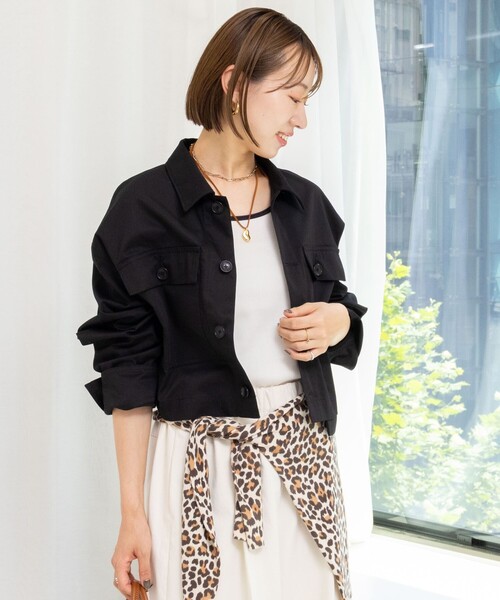 Rie Miller（リエミラー）の「ウォッシャブルワークジャケット（ブルゾン・レディース・ブラック/キャメル・38）」の8枚目の写真