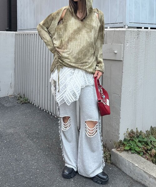 CIAOPANIC(チャオパニック)の「サイドフリルダメージスウェットパンツ(その他パンツ・レディース・ライトグレー/チャコールグレー/ネイビー/グレー・1/0)」の11枚目の写真