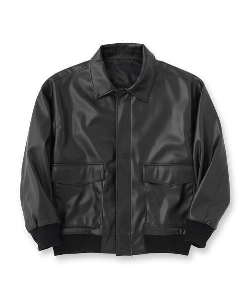 tk.TAKEO KIKUCHI（ティーケータケオキクチ）の「A－2シンセティックレザーブルゾン（ブルゾン・メンズ・ブラック/ダークブラウン系/ブラック系・01/02/03/04）」の4枚目の写真