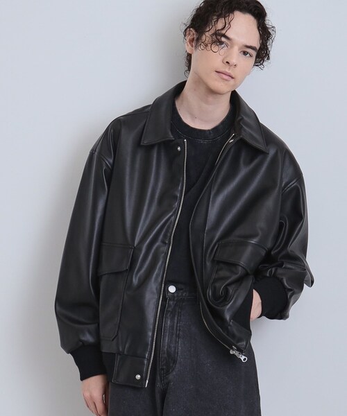 tk.TAKEO KIKUCHI（ティーケータケオキクチ）の「A－2シンセティックレザーブルゾン（ブルゾン・メンズ・ブラック/ダークブラウン系/ブラック系・01/02/03/04）」の5枚目の写真