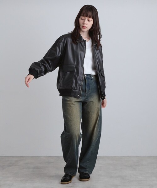 tk.TAKEO KIKUCHI（ティーケータケオキクチ）の「A－2シンセティックレザーブルゾン（ブルゾン・メンズ・ブラック/ダークブラウン系/ブラック系・01/02/03/04）」の10枚目の写真