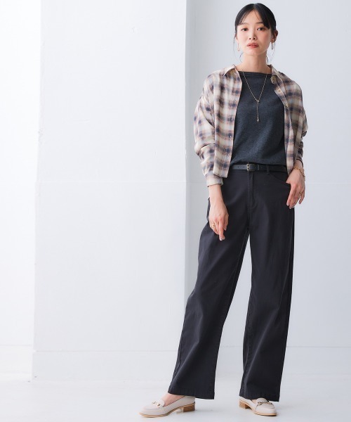 SMILE LAND（スマイルランド）の「＜大きいサイズ＞ シアーショート丈シャツ（吸汗速乾・防しわ）（シャツ/ブラウス・レディース・グリーン/ピンク/ブラウン系/ベージュ系・3L～4L/L～LL/5L～6L）」の15枚目の写真