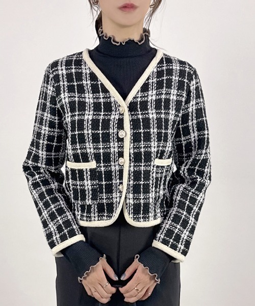 CLOTHY（クロシィ）の「【さりげな可愛いは、配色フリルでつくる】テレコ長袖ハイネックトップス 秋服（Tシャツ/カットソー・レディース・アイボリー/モカ/ローズ/ダークグリーン/その他/ブラック・MEDIUM/LARGE）」の7枚目の写真