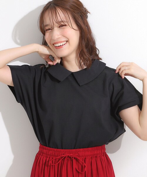 SHOO・LA・RUE（シューラルー）の「【S-LL】こだわりの襟バランスが大人かわいい ボックスシルエットトップス（Tシャツ/カットソー・レディース・ブラック/アイボリー・04/03/02/01）」の2枚目の写真