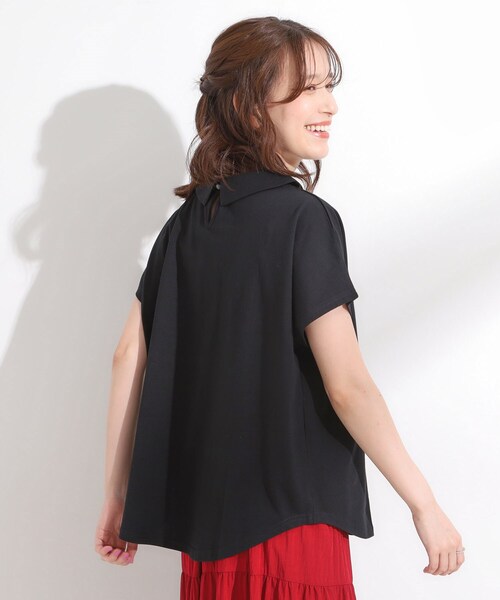 SHOO・LA・RUE（シューラルー）の「【S-LL】こだわりの襟バランスが大人かわいい ボックスシルエットトップス（Tシャツ/カットソー・レディース・ブラック/アイボリー・04/03/02/01）」の4枚目の写真