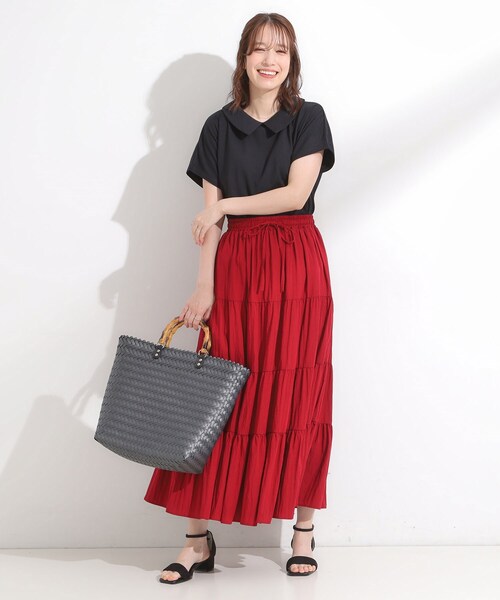 SHOO・LA・RUE（シューラルー）の「【S-LL】こだわりの襟バランスが大人かわいい ボックスシルエットトップス（Tシャツ/カットソー・レディース・ブラック/アイボリー・04/03/02/01）」の5枚目の写真