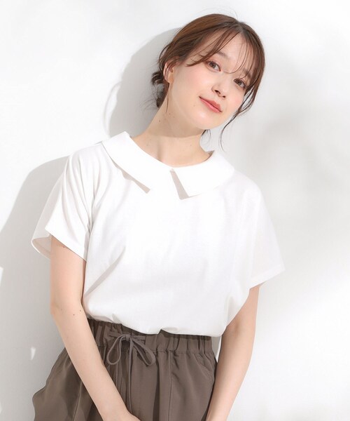 SHOO・LA・RUE（シューラルー）の「【S-LL】こだわりの襟バランスが大人かわいい ボックスシルエットトップス（Tシャツ/カットソー・レディース・ブラック/アイボリー・04/03/02/01）」の14枚目の写真