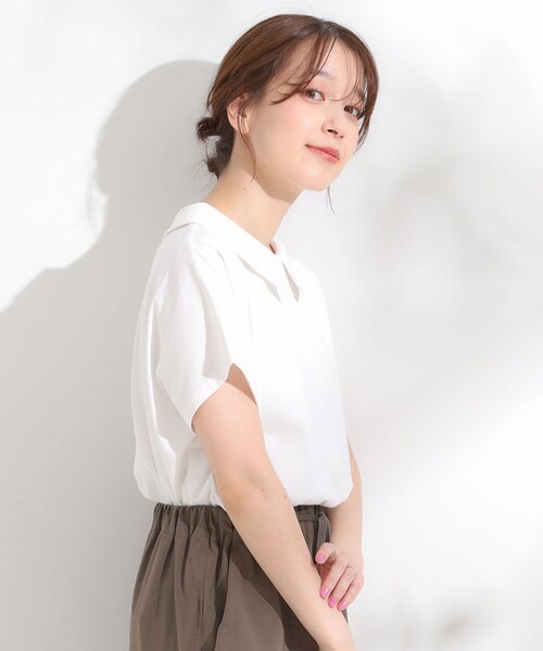 SHOO・LA・RUE（シューラルー）の「【S-LL】こだわりの襟バランスが大人かわいい ボックスシルエットトップス（Tシャツ/カットソー・レディース・ブラック/アイボリー・04/03/02/01）」の15枚目の写真