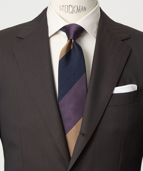 green label relaxing(グリーンレーベルリラクシング)の「GLR ジャパン タンゴ 8.0cm ストライプ1 ネクタイ(ネクタイ・メンズ・パープル/ネイビー・FREE)」の2枚目の写真