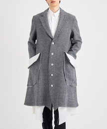 メンズのチェスターコート（ホワイト/白色系・ウール・ニット