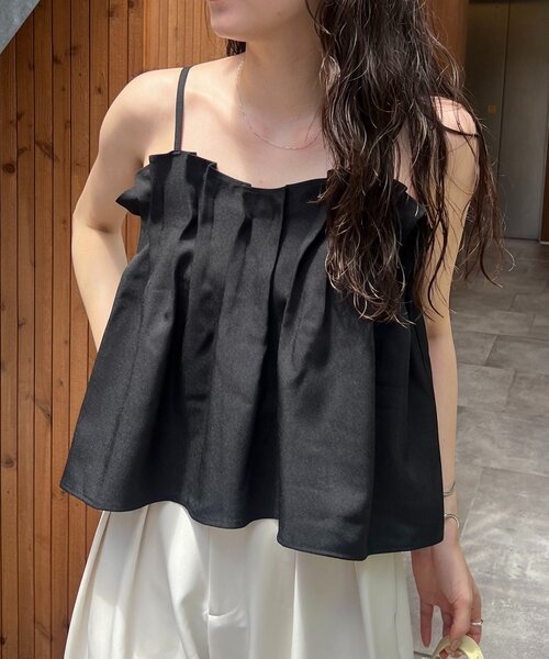 CAPRICIEUX LE'MAGE（カプリシューレマージュ）の「タックフレアキャミ（シャツ/ブラウス・レディース・ベージュ/ブラック・FREE）」の15枚目の写真