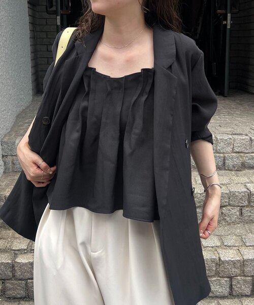 CAPRICIEUX LE'MAGE（カプリシューレマージュ）の「タックフレアキャミ（シャツ/ブラウス・レディース・ベージュ/ブラック・FREE）」の22枚目の写真