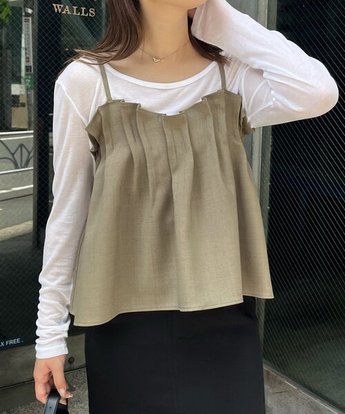 CAPRICIEUX LE'MAGE（カプリシューレマージュ）の「タックフレアキャミ（シャツ/ブラウス・レディース・ベージュ/ブラック・FREE）」の5枚目の写真