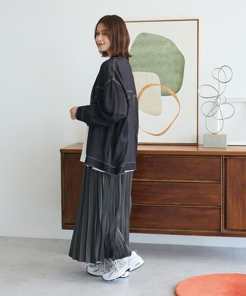 ELENCARE DUE（エレンカーレデュエ）の「・ELENCARE DUE カラーステッチシアーGジャンⅡ（テーラードジャケット・レディース・ボルドー/ブラック/オフホワイト/チャコールグレー・FREE）」の18枚目の写真