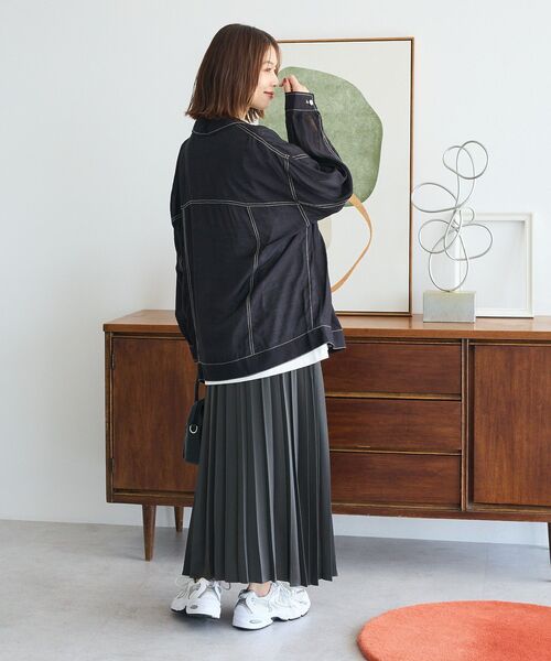 ELENCARE DUE（エレンカーレデュエ）の「・ELENCARE DUE カラーステッチシアーGジャンⅡ（テーラードジャケット・レディース・ボルドー/ブラック/オフホワイト/チャコールグレー・FREE）」の19枚目の写真