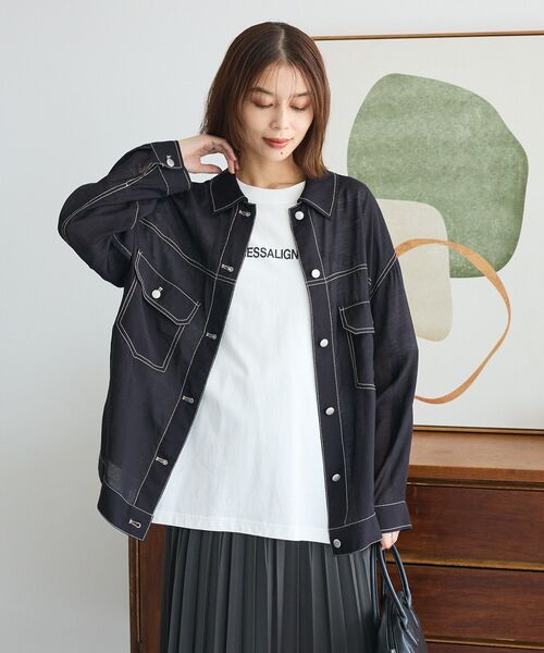 ELENCARE DUE（エレンカーレデュエ）の「・ELENCARE DUE カラーステッチシアーGジャンⅡ（テーラードジャケット・レディース・ボルドー/ブラック/オフホワイト/チャコールグレー・FREE）」の20枚目の写真