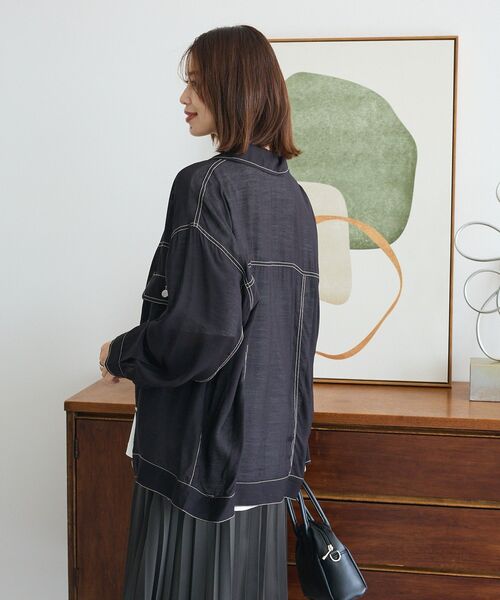 ELENCARE DUE（エレンカーレデュエ）の「・ELENCARE DUE カラーステッチシアーGジャンⅡ（テーラードジャケット・レディース・ボルドー/ブラック/オフホワイト/チャコールグレー・FREE）」の22枚目の写真