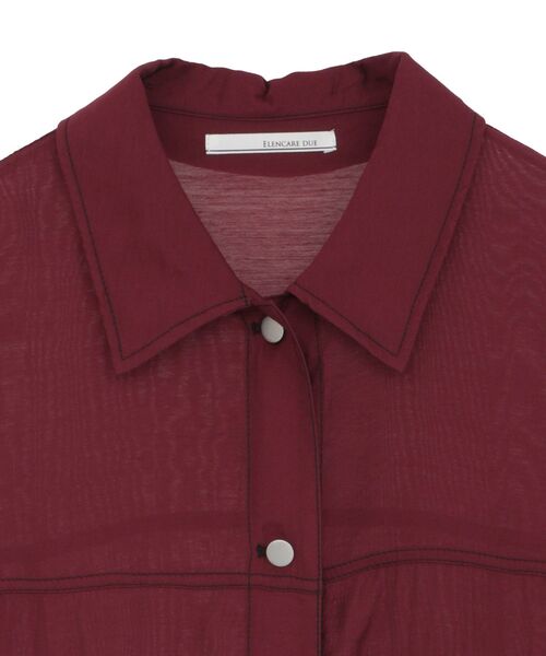 ELENCARE DUE（エレンカーレデュエ）の「・ELENCARE DUE カラーステッチシアーGジャンⅡ（テーラードジャケット・レディース・ボルドー/ブラック/オフホワイト/チャコールグレー・FREE）」の5枚目の写真