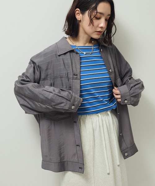 ELENCARE DUE（エレンカーレデュエ）の「・ELENCARE DUE カラーステッチシアーGジャンⅡ（テーラードジャケット・レディース・ボルドー/ブラック/オフホワイト/チャコールグレー・FREE）」の3枚目の写真