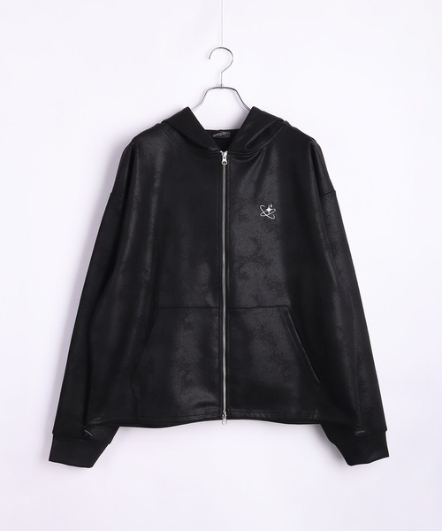 WESTSEA(ウエストシー)の「PUレザー風 フルジップパーカー 長袖(パーカー・メンズ・ブラック系その他/ブラック・L/M)」の5枚目の写真