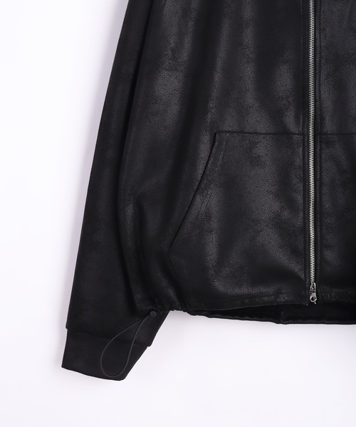 WESTSEA(ウエストシー)の「PUレザー風 フルジップパーカー 長袖(パーカー・メンズ・ブラック系その他/ブラック・L/M)」の7枚目の写真