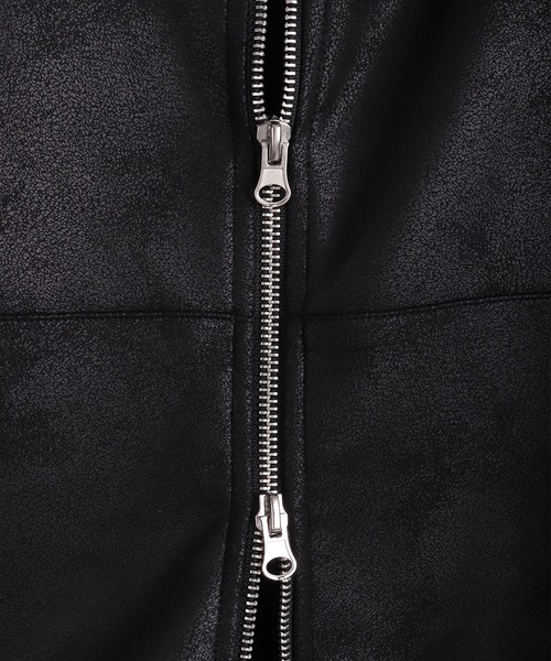 WESTSEA(ウエストシー)の「PUレザー風 フルジップパーカー 長袖(パーカー・メンズ・ブラック系その他/ブラック・L/M)」の4枚目の写真