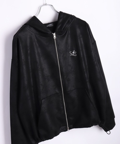 WESTSEA(ウエストシー)の「PUレザー風 フルジップパーカー 長袖(パーカー・メンズ・ブラック系その他/ブラック・L/M)」の10枚目の写真