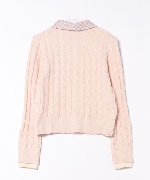 SunsetPark（サンセットパーク）の「レイヤード風 ケーブルニットカーディガン SP25f008【SunsetPark】（カーディガン/ボレロ・レディース・ピンク/ダークグレー・M/S）」の17枚目の写真