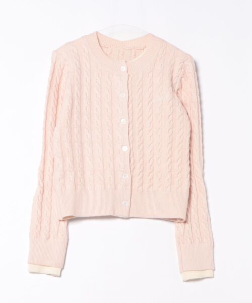 SunsetPark（サンセットパーク）の「レイヤード風 ケーブルニットカーディガン SP25f008【SunsetPark】（カーディガン/ボレロ・レディース・ピンク/ダークグレー・M/S）」の18枚目の写真