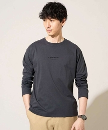 【コットン100%】ミニロゴプリントロングTシャツ セミワイドシルエット