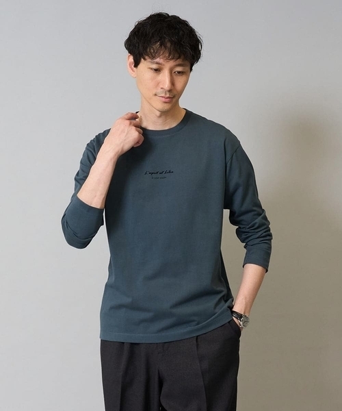 a.v.v（アーヴェヴェ）の「ミニロゴセミワイドシルエットカットソー（Tシャツ/カットソー・メンズ・ホワイト/チャコールグレー/ブラック/グリーン/クリーム・46/48/50/44）」の5枚目の写真