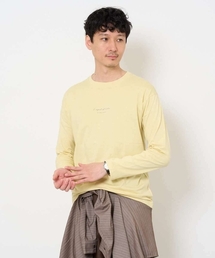 【コットン100%】ミニロゴプリントロングTシャツ セミワイドシルエット