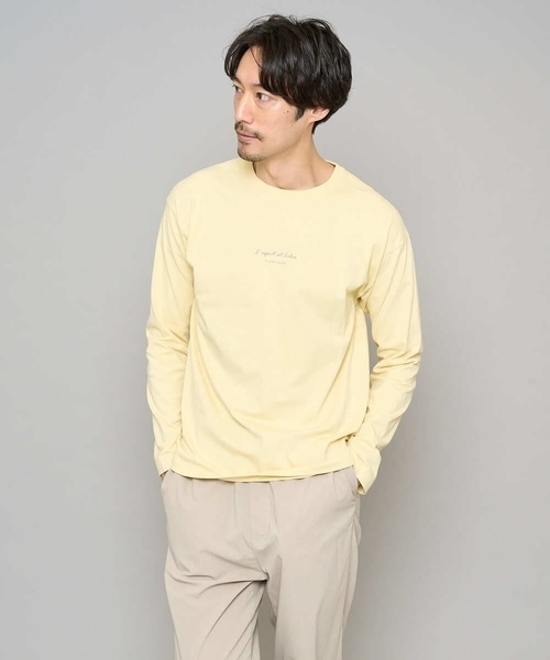 a.v.v（アーヴェヴェ）の「ミニロゴセミワイドシルエットカットソー（Tシャツ/カットソー・メンズ・ホワイト/チャコールグレー/ブラック/グリーン/クリーム・46/48/50/44）」の4枚目の写真