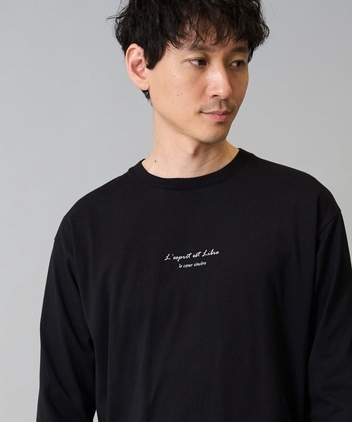 a.v.v（アーヴェヴェ）の「ミニロゴセミワイドシルエットカットソー（Tシャツ/カットソー・メンズ・ホワイト/チャコールグレー/ブラック/グリーン/クリーム・46/48/50/44）」の2枚目の写真