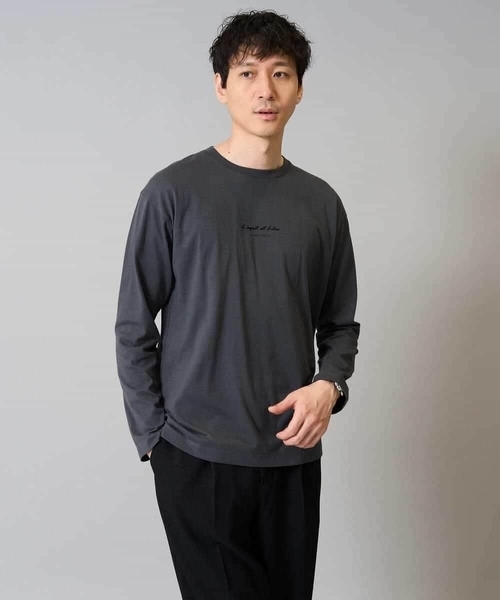 a.v.v（アーヴェヴェ）の「【コットン100％】ミニロゴプリントロングTシャツ　セミワイドシルエット（Tシャツ/カットソー・メンズ・ホワイト/チャコールグレー/ブラック/グリーン/クリーム・46/48/50/44）」の11枚目の写真