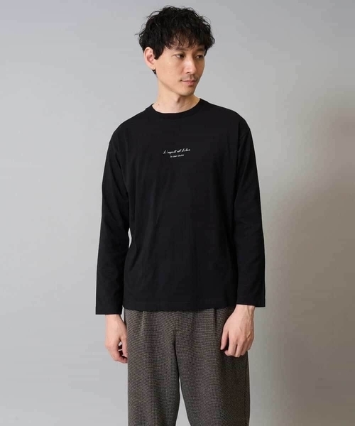 a.v.v（アーヴェヴェ）の「【コットン100％】ミニロゴプリントロングTシャツ　セミワイドシルエット（Tシャツ/カットソー・メンズ・ホワイト/チャコールグレー/ブラック/グリーン/クリーム・46/48/50/44）」の16枚目の写真