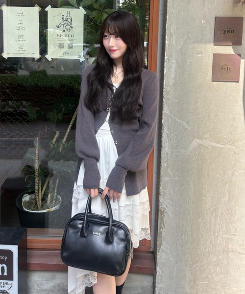 mellowneon（メロウネオン）の「ホックリブニットカーディガン（カーディガン/ボレロ・レディース・チャコールグレー/アイボリー/ダークブルー・FREE）」の19枚目の写真