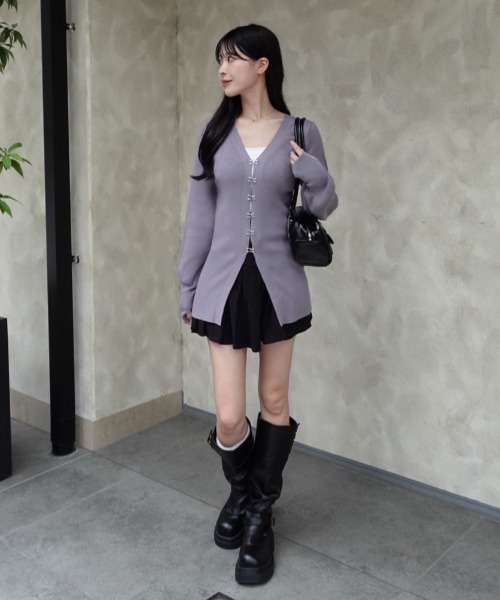 mellowneon（メロウネオン）の「ホックリブニットカーディガン（カーディガン/ボレロ・レディース・チャコールグレー/アイボリー/ダークブルー・FREE）」の15枚目の写真